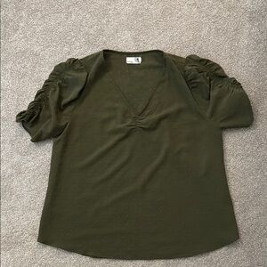 Everleigh Olive Green Swiss Dot Top